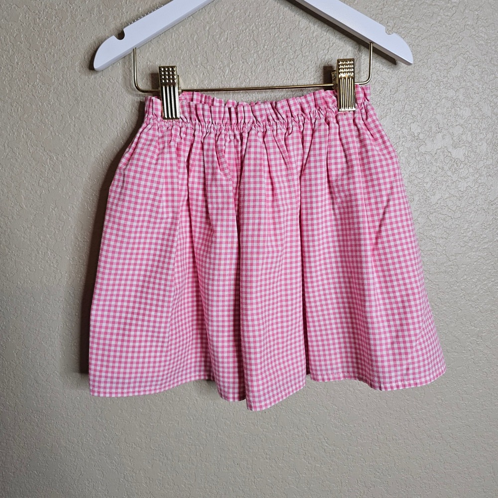 Mariella Ferrari Italy Girls Pink Gingham Cotton Paperbag Waist Skirt Size 4